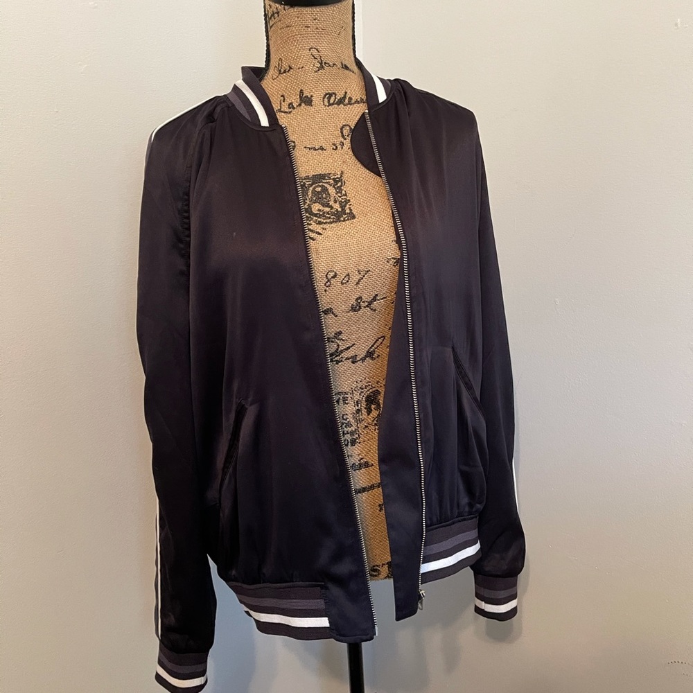 Black satin bomber jacket